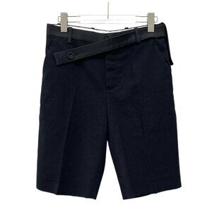 FW0182 Louis Vuitton Lv Black overlapping belt linen casual shorts 38 S size